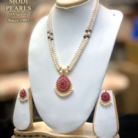 2 Row Pearl Necklace Set (Q) Image